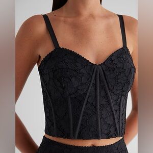 Express Black Lace Cropped Corset Top